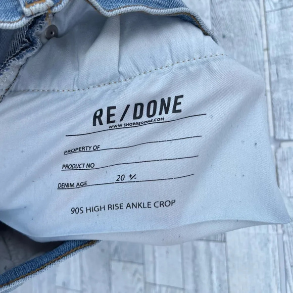 RE/DONE 90s High Rise Ankle Crop Distressed Jeans size 24 - Picture 10 of 12